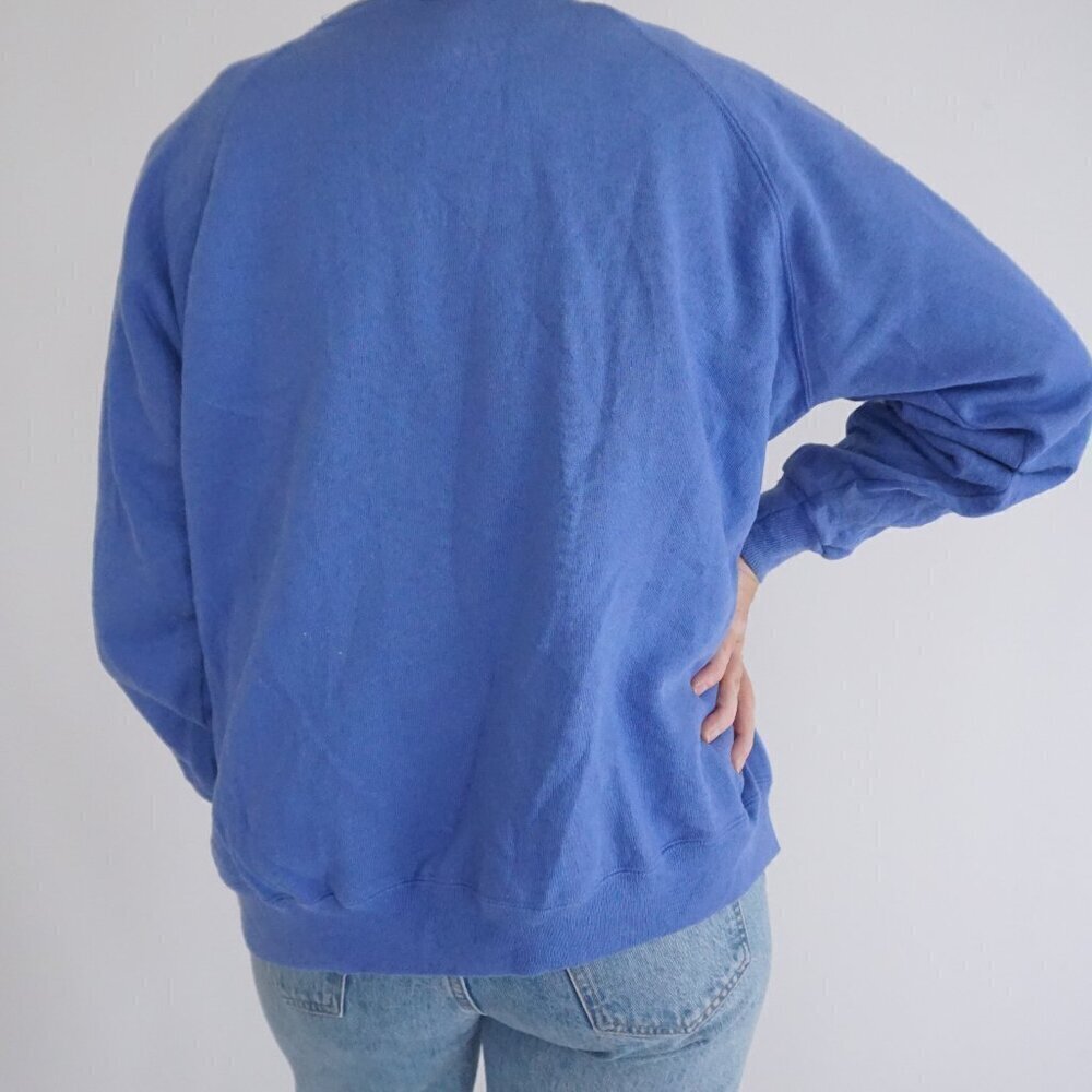 Vintage Hanes Her Way Blue Butterfly Lace Design Cotton Blend Sweater Cardi Xl - Picture 2 of 11
